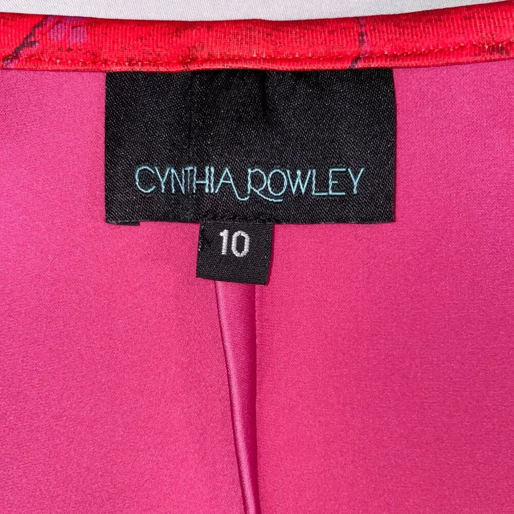 Cynthia Rowley Pencil Skirt with Orange-red and Purple Floral Print Size 10